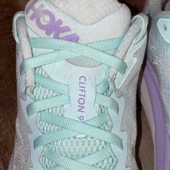 Hoka One One Clifton 9 Athletic Shoes Green Sunlit Ocean/Lilac Mist Size 10.5B - Picture 9 of 16